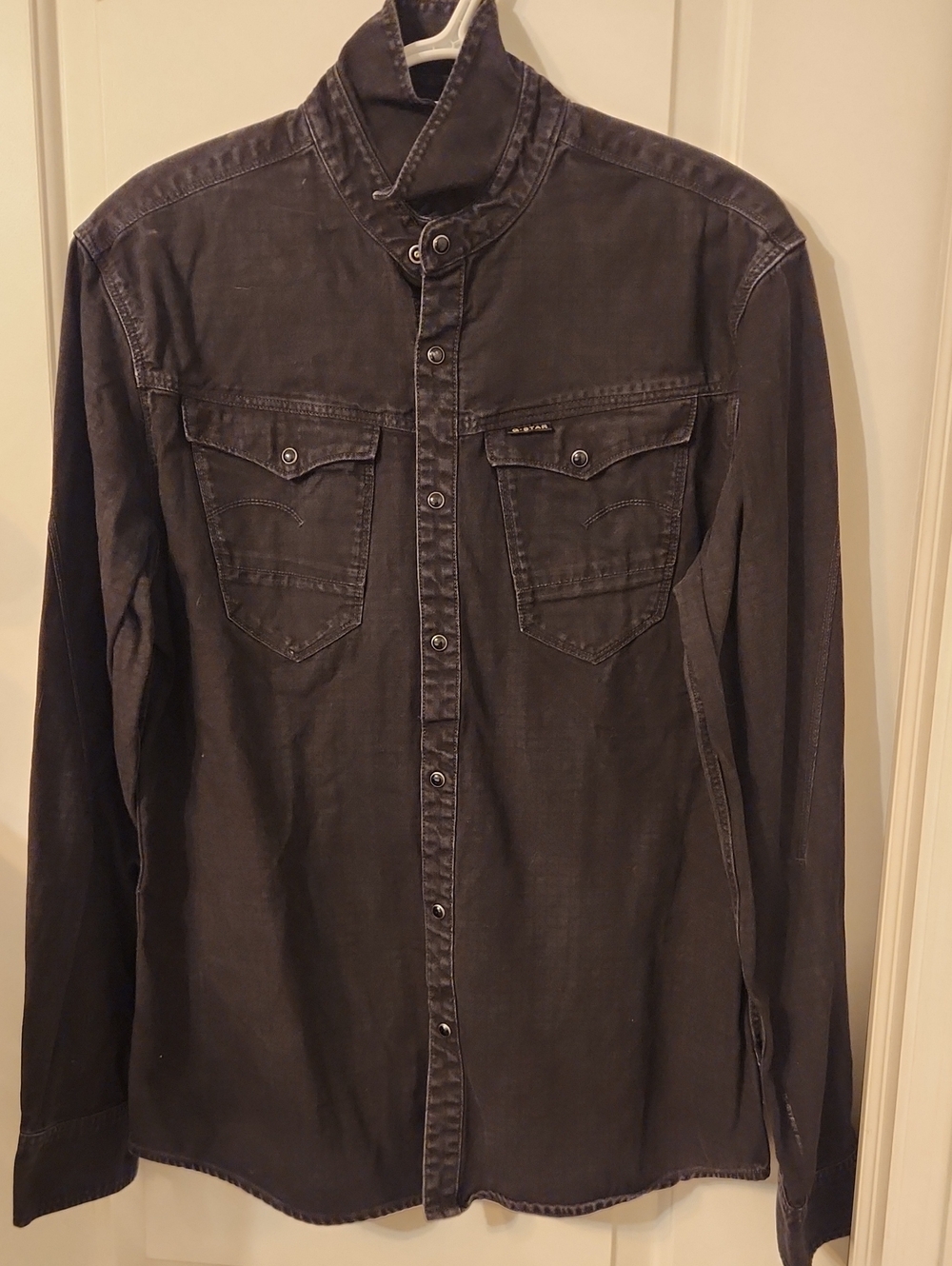 G-Star Charcoal Grey Snap-Front Shirt Jacket